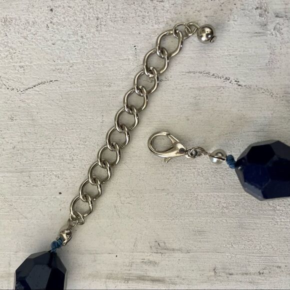 Long dark blue beaded necklace - Picture 5 of 8